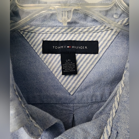 Tommy Hilfiger Button Up Blue Shirt Size Large - Picture 2 of 7